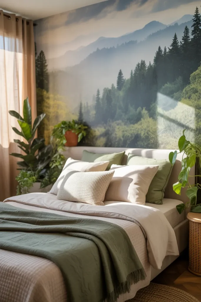 wallpaper bedroom feature wall