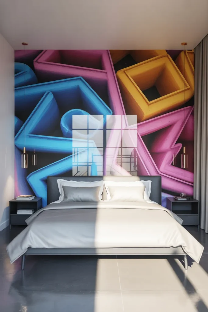 wallpaper bedroom feature wall