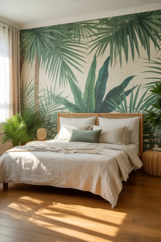 wallpaper bedroom feature wall