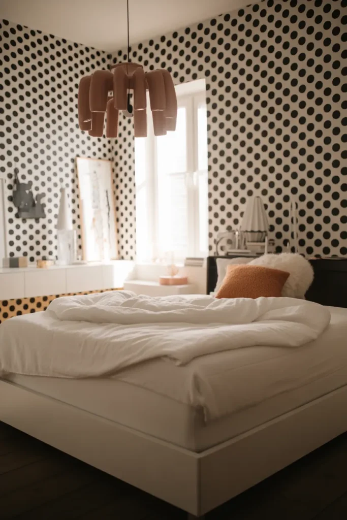 black and white wallpaper bedroom