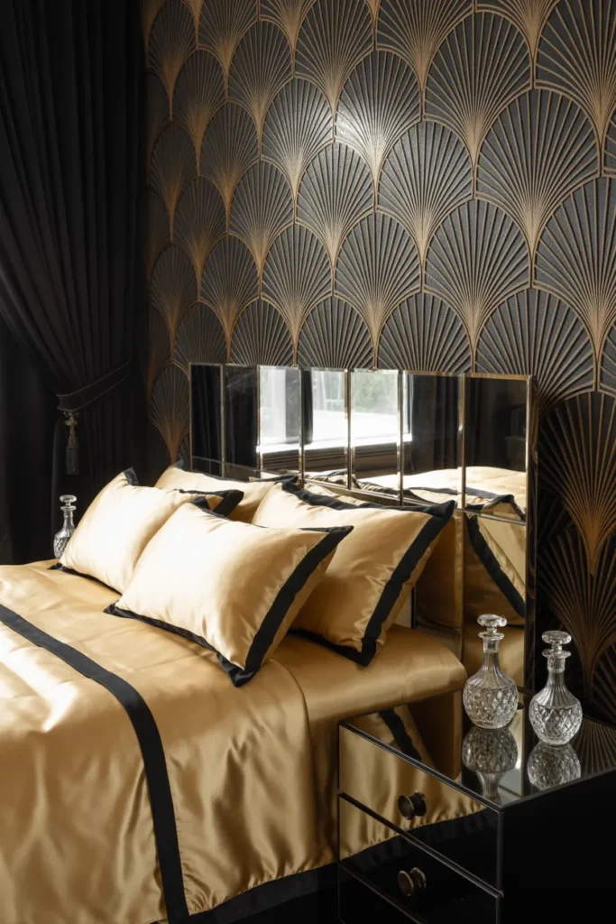 black and white wallpaper bedroom