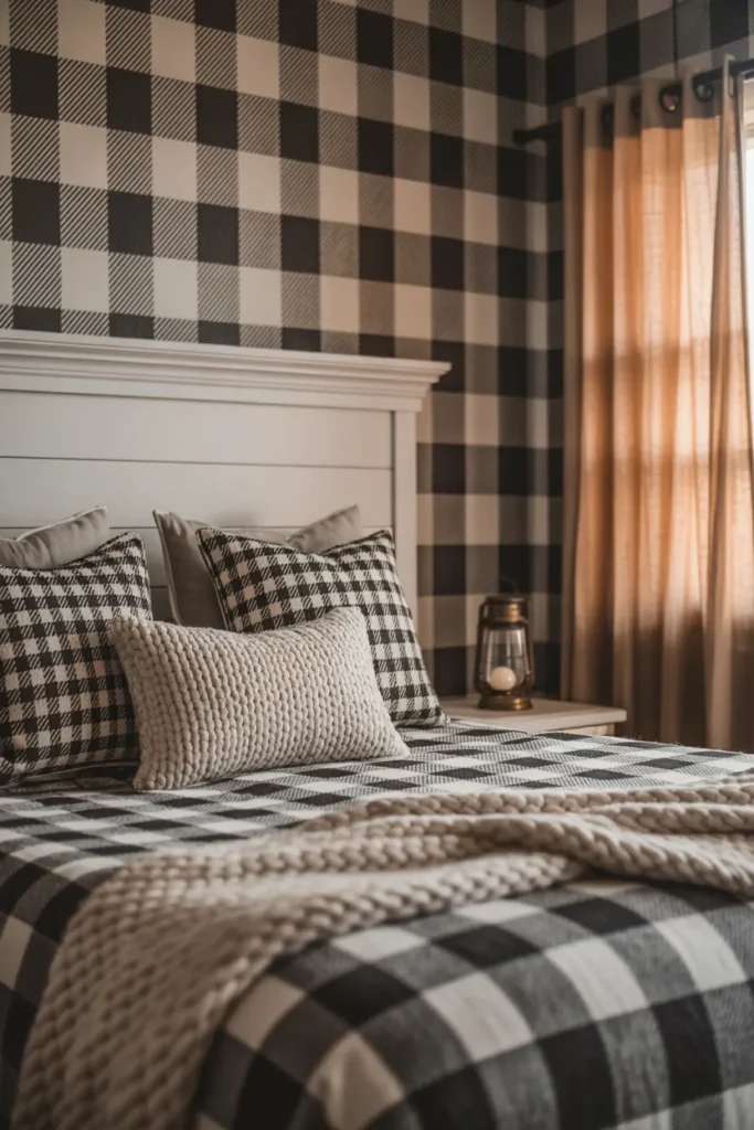 black and white wallpaper bedroom