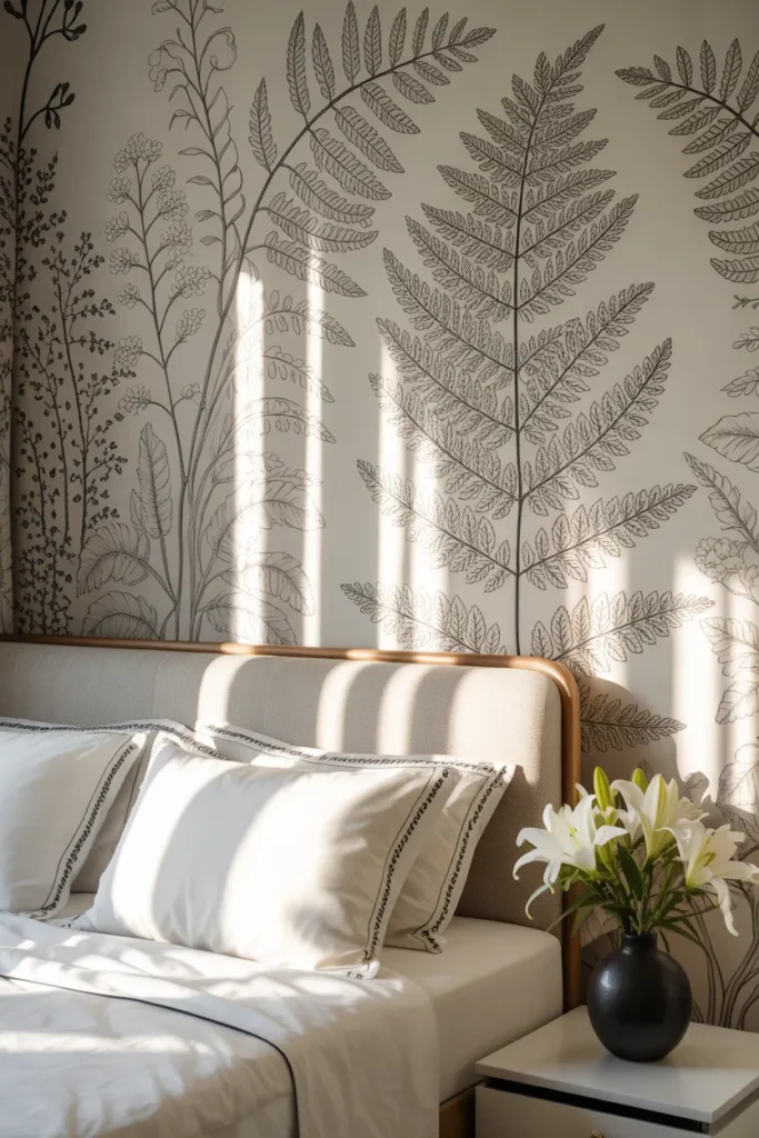 black and white wallpaper bedroom