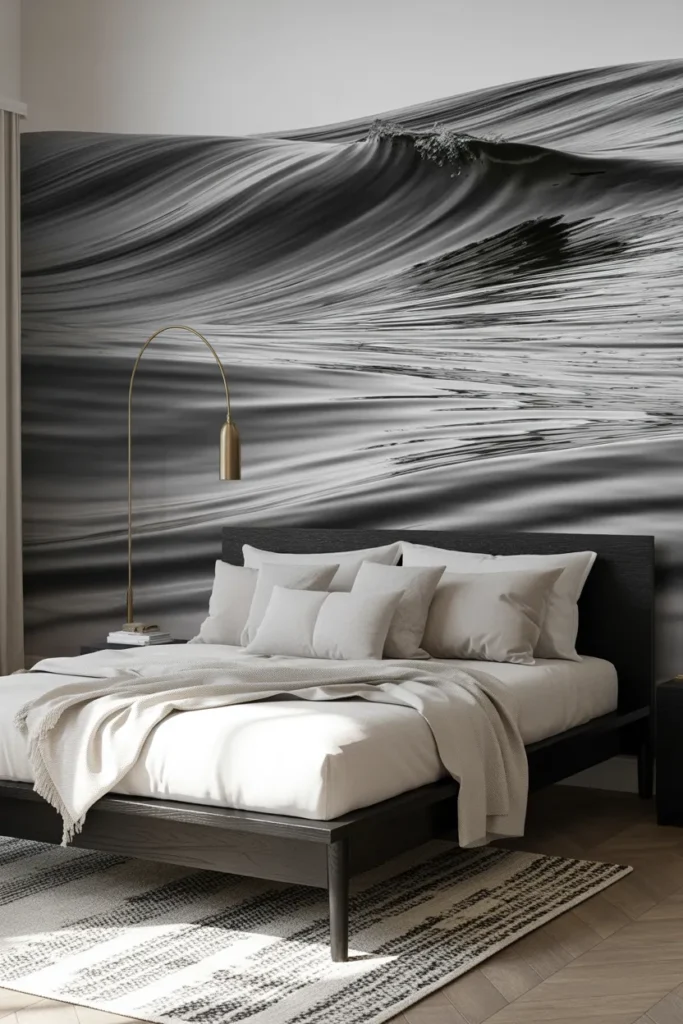 black and white wallpaper bedroom