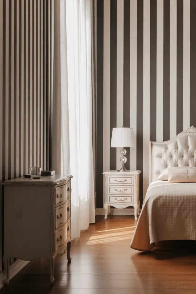 black and white wallpaper bedroom