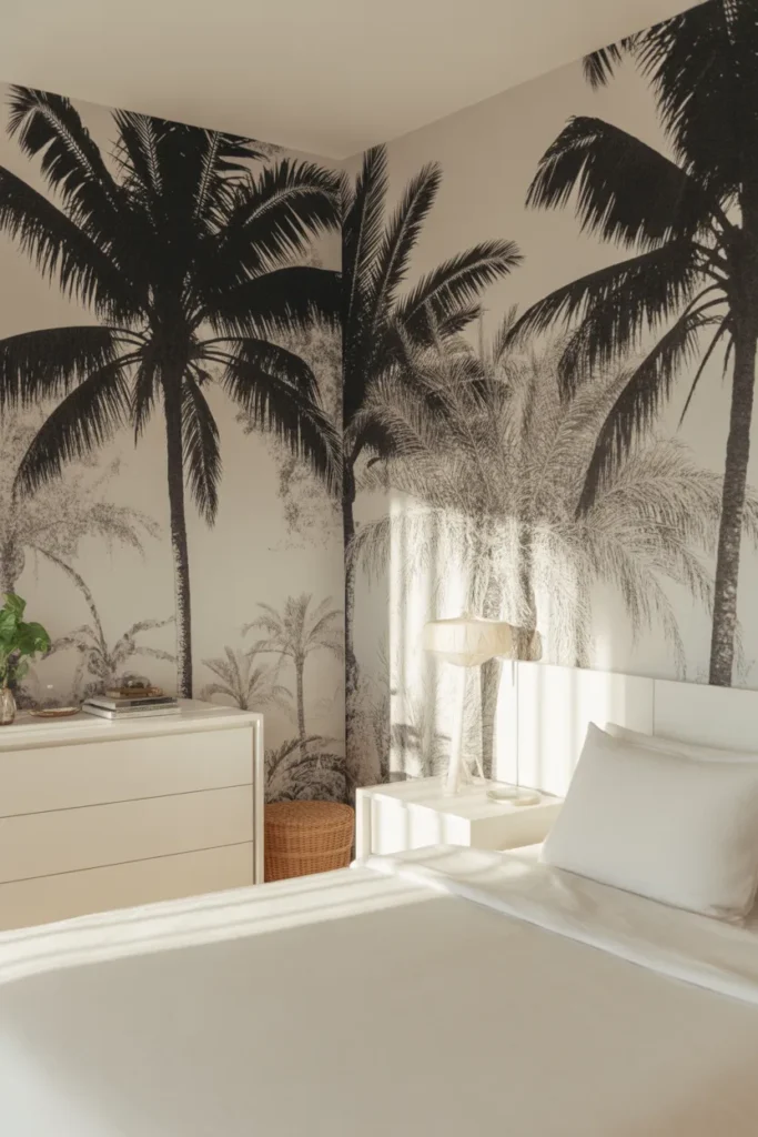 black and white wallpaper bedroom