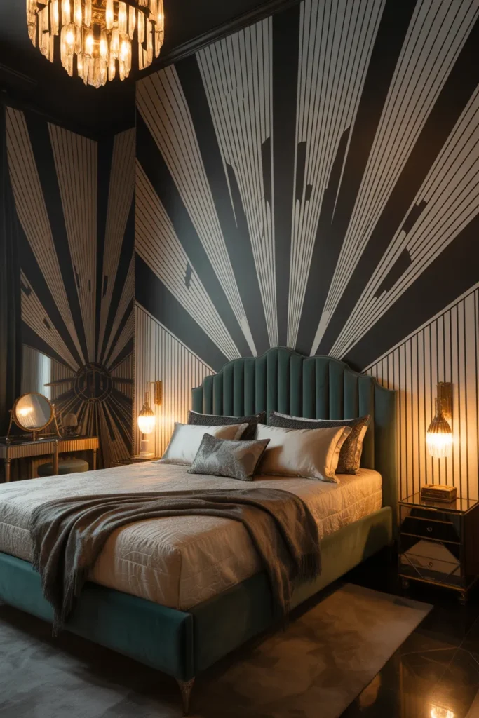 black and white wallpaper bedroom