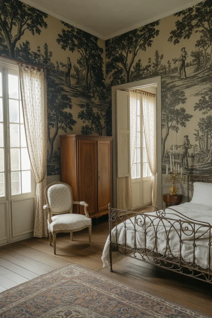 black and white wallpaper bedroom