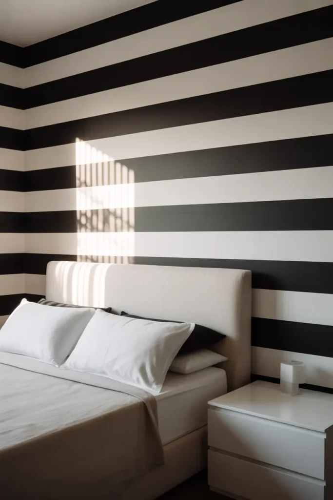 black and white wallpaper bedroom