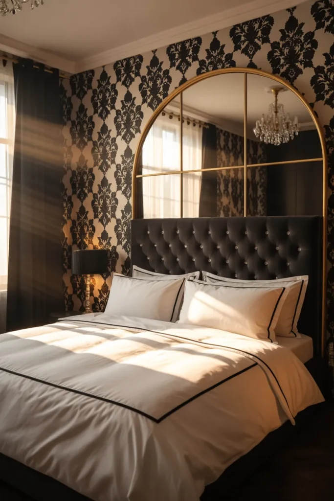 black and white wallpaper bedroom