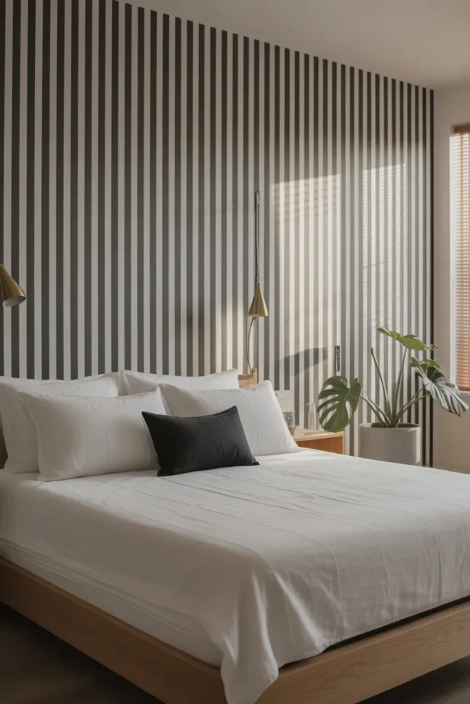 black and white wallpaper bedroom