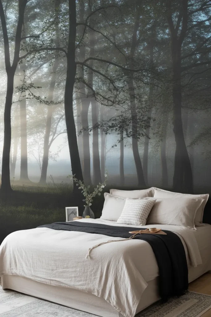 black wallpaper bedroom