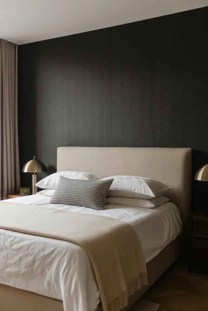 black wallpaper bedroom