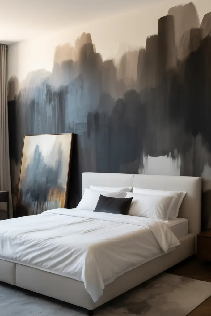 black wallpaper bedroom