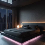 black wallpaper bedroom