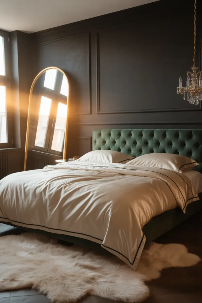 black wallpaper bedroom