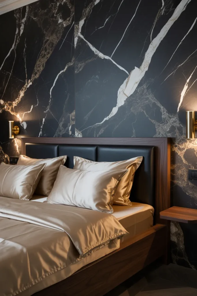 black wallpaper bedroom