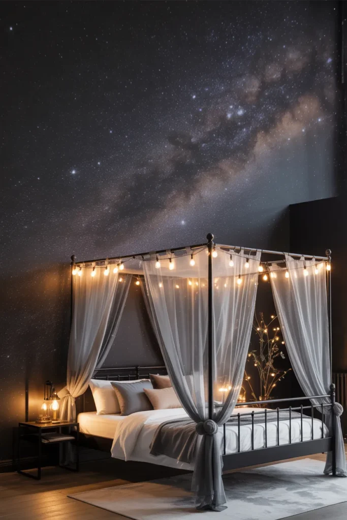 black wallpaper bedroom