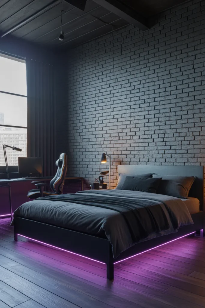 black wallpaper bedroom