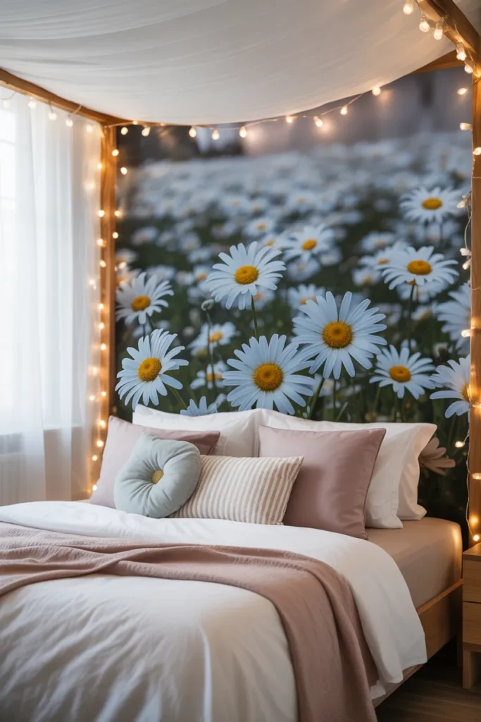 blue floral wallpaper bedroom