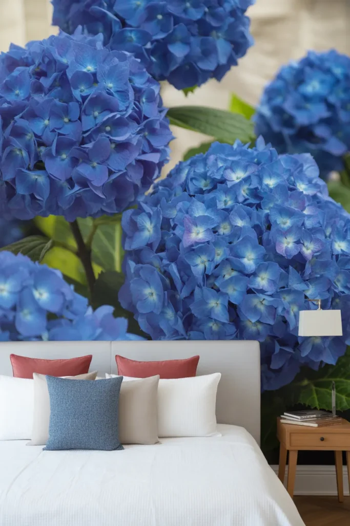 blue floral wallpaper bedroom