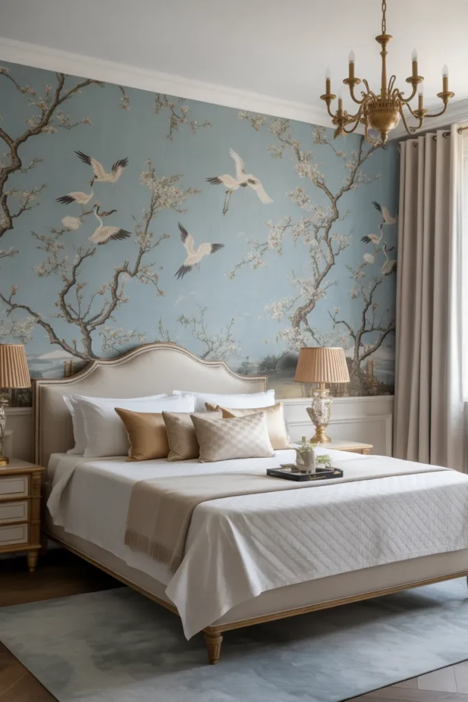 chinoiserie wallpaper bedroom
