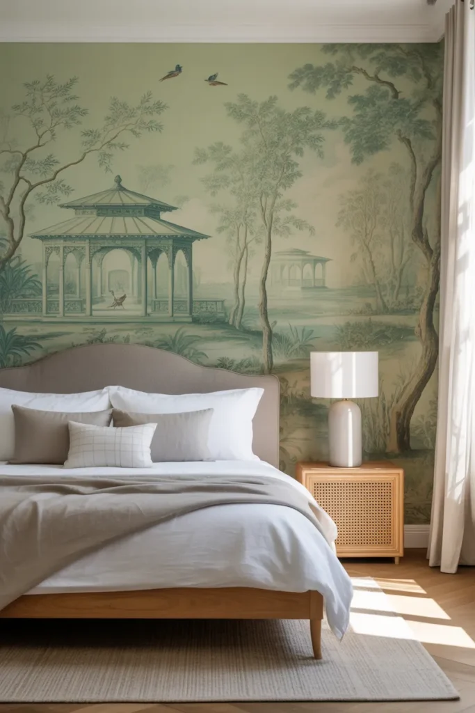chinoiserie wallpaper bedroom