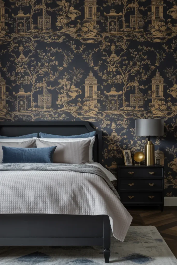 chinoiserie wallpaper bedroom