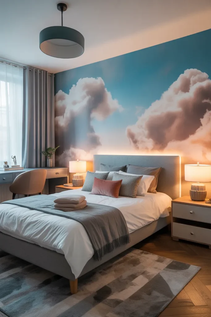 cloud wallpaper bedroom