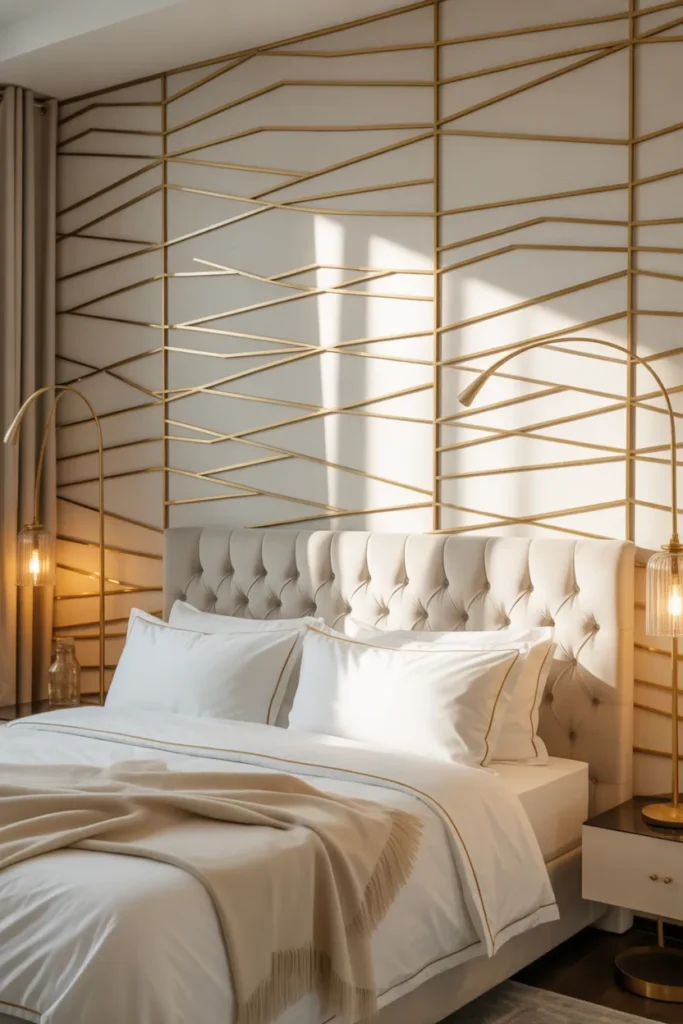 gold wallpaper bedroom