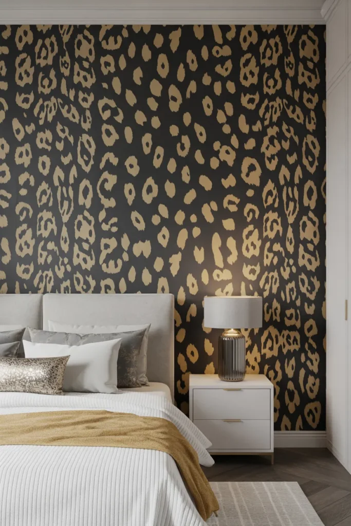 gold wallpaper bedroom