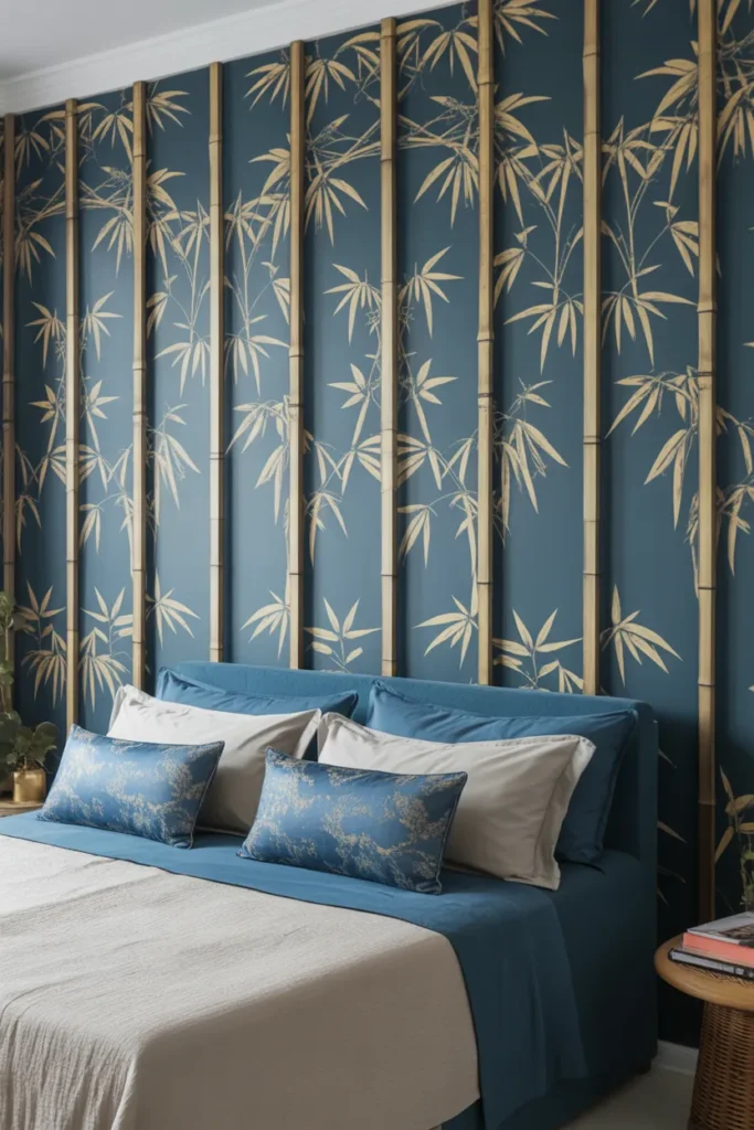 gold wallpaper bedroom