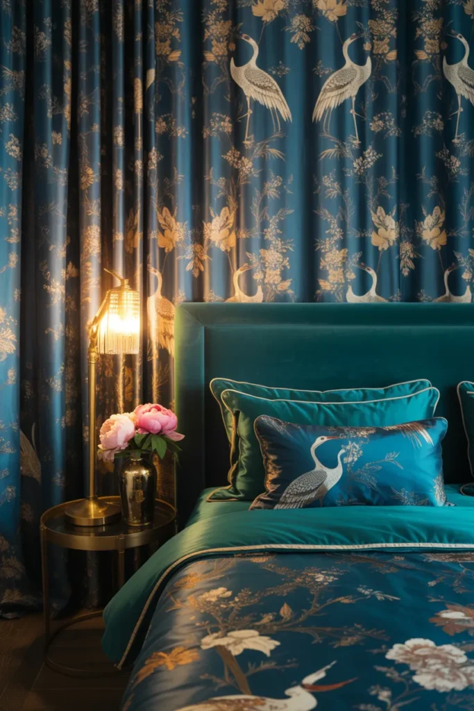 gold wallpaper bedroom