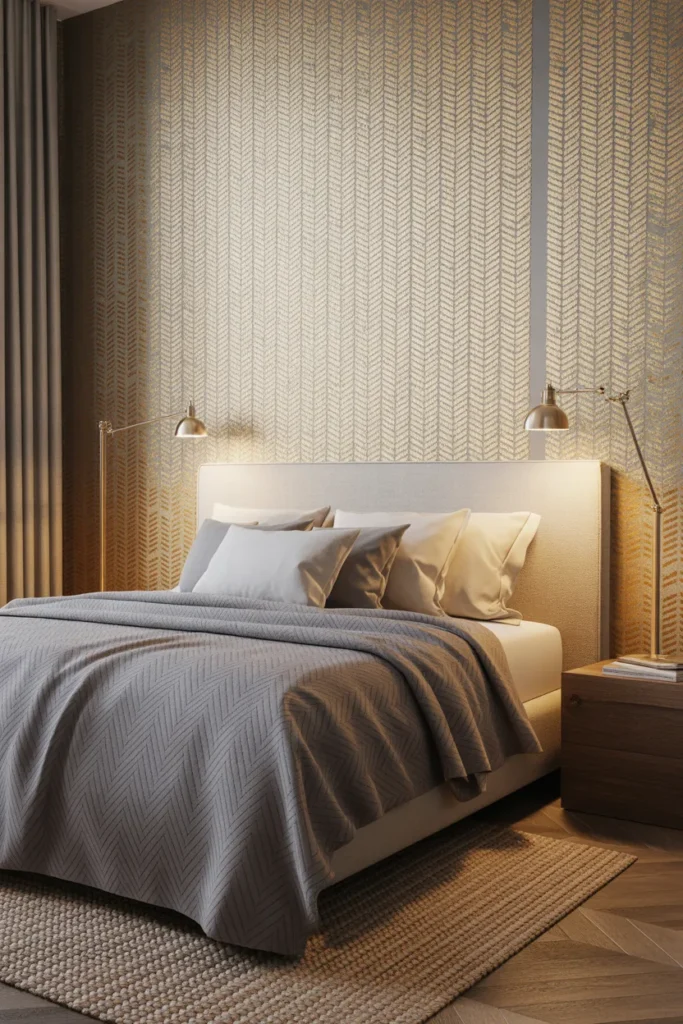 gold wallpaper bedroom