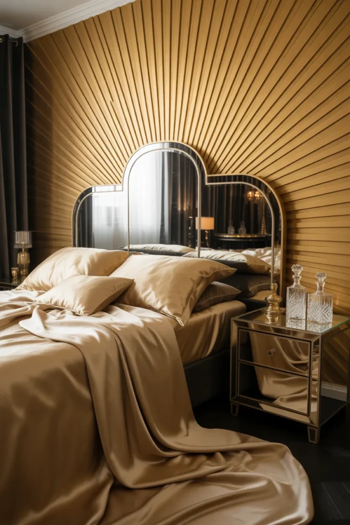 gold wallpaper bedroom