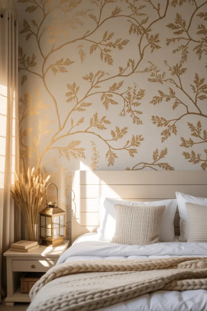 gold wallpaper bedroom