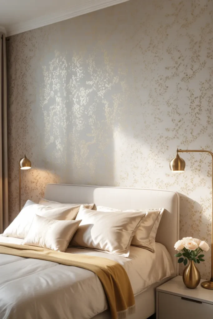 gold wallpaper bedroom