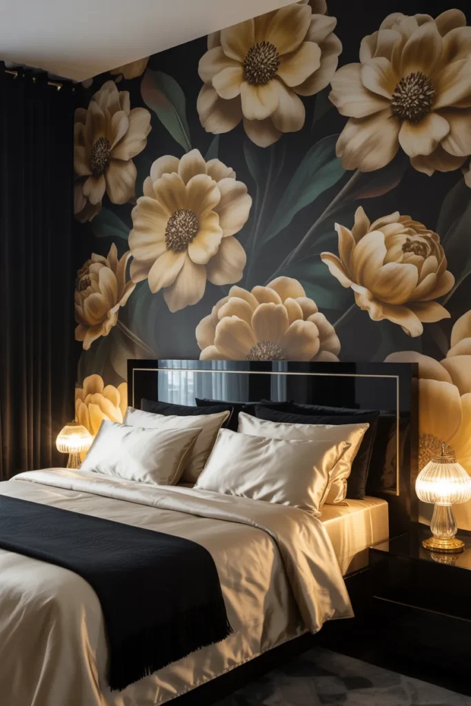 gold wallpaper bedroom