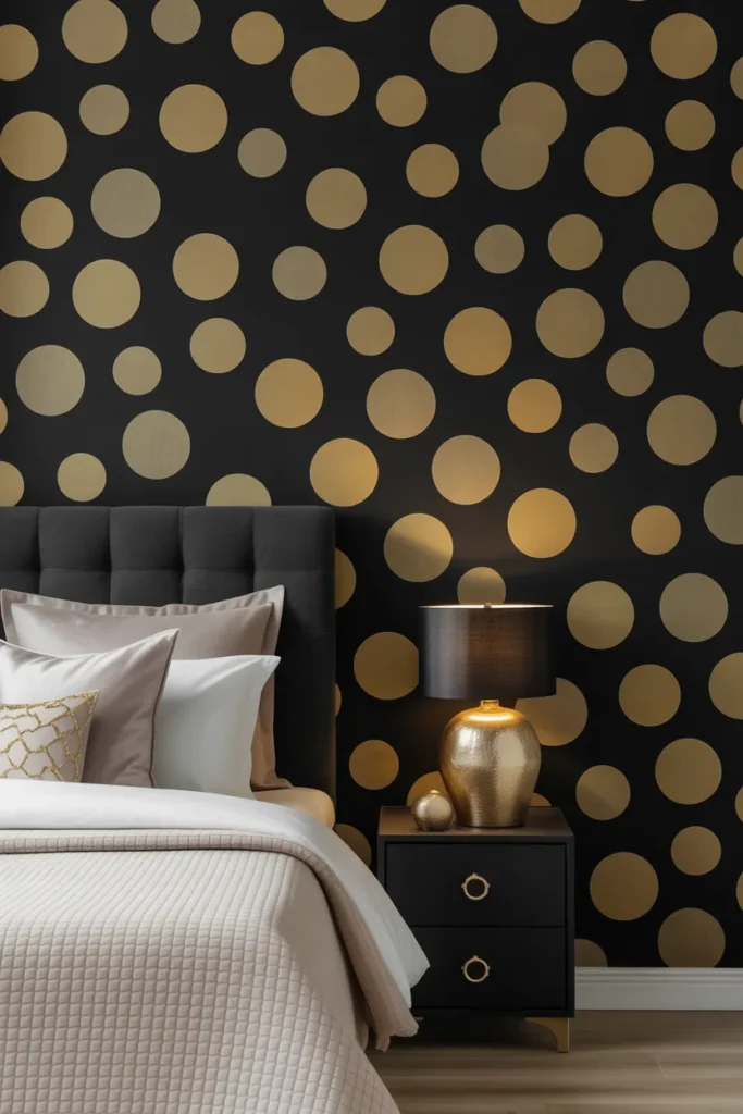 gold wallpaper bedroom
