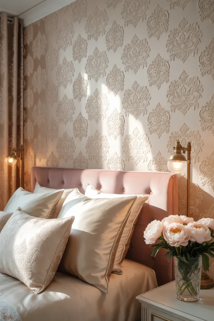 neutral wallpaper bedroom