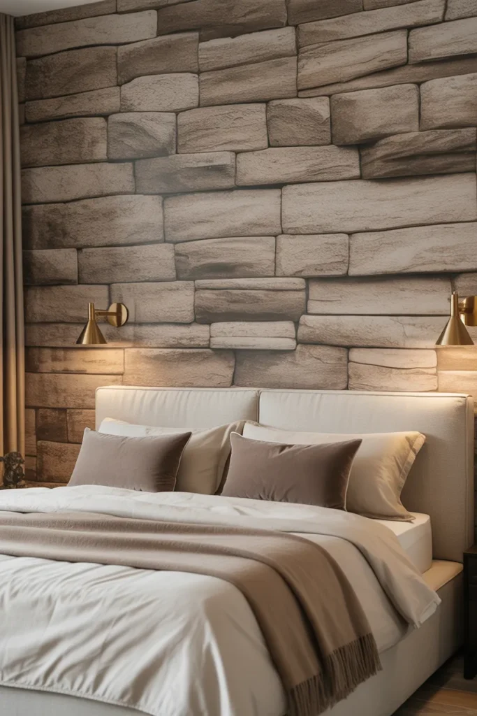 neutral wallpaper bedroom