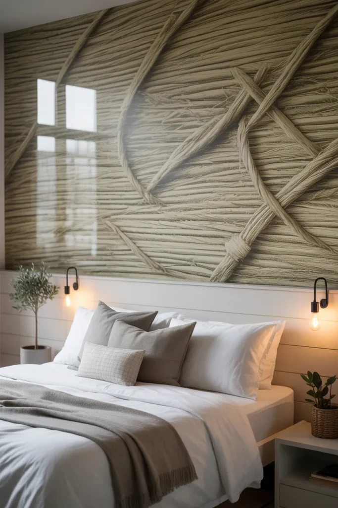 neutral wallpaper bedroom