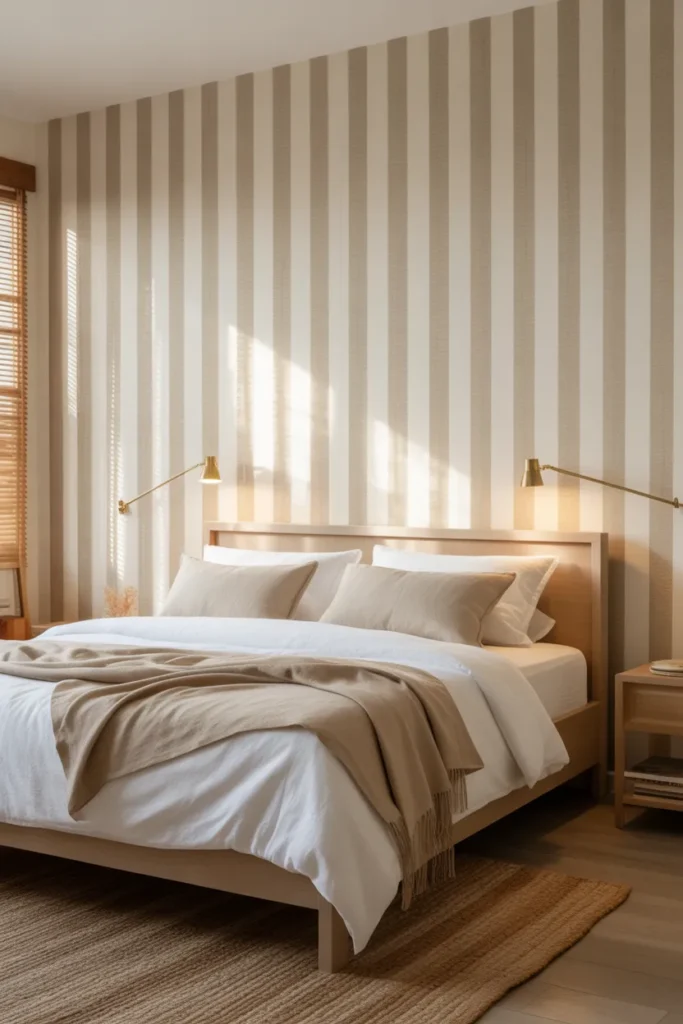 neutral wallpaper bedroom