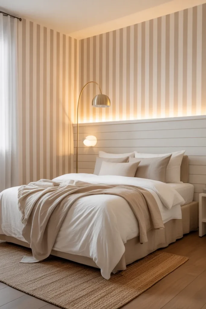 neutral wallpaper bedroom