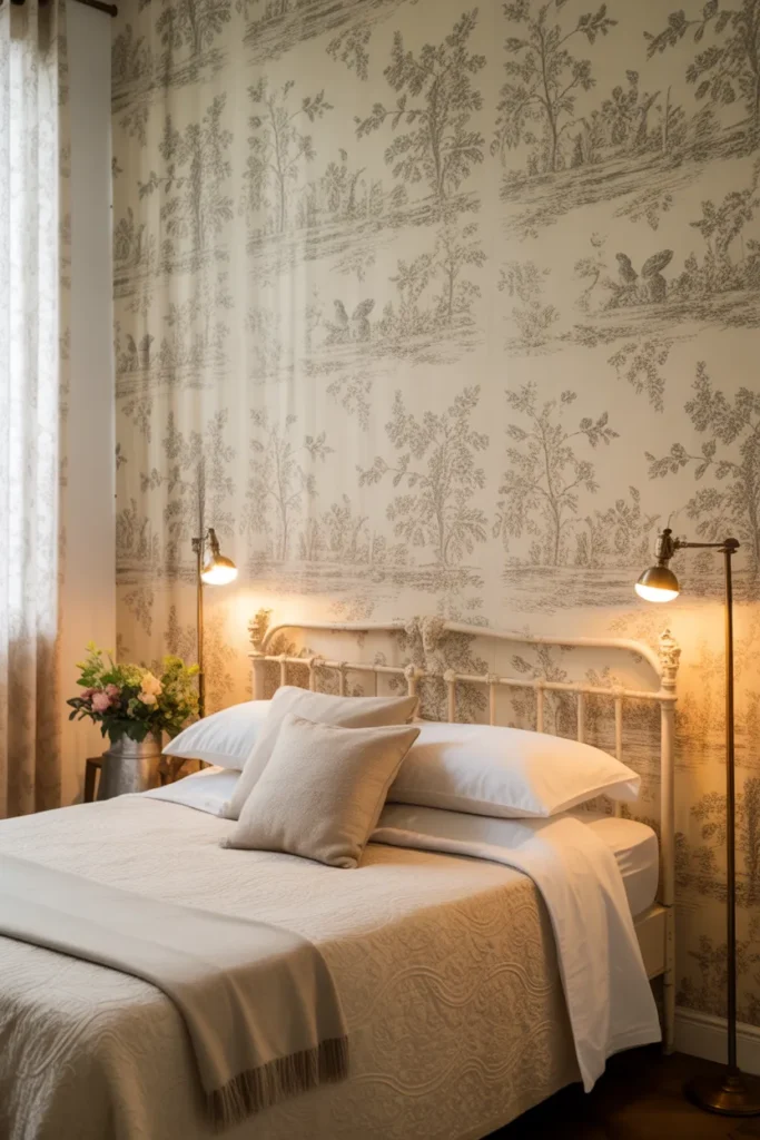 neutral wallpaper bedroom