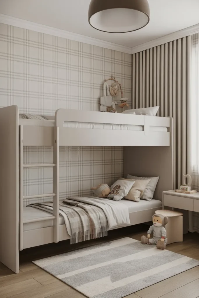 plaid wallpaper bedroom