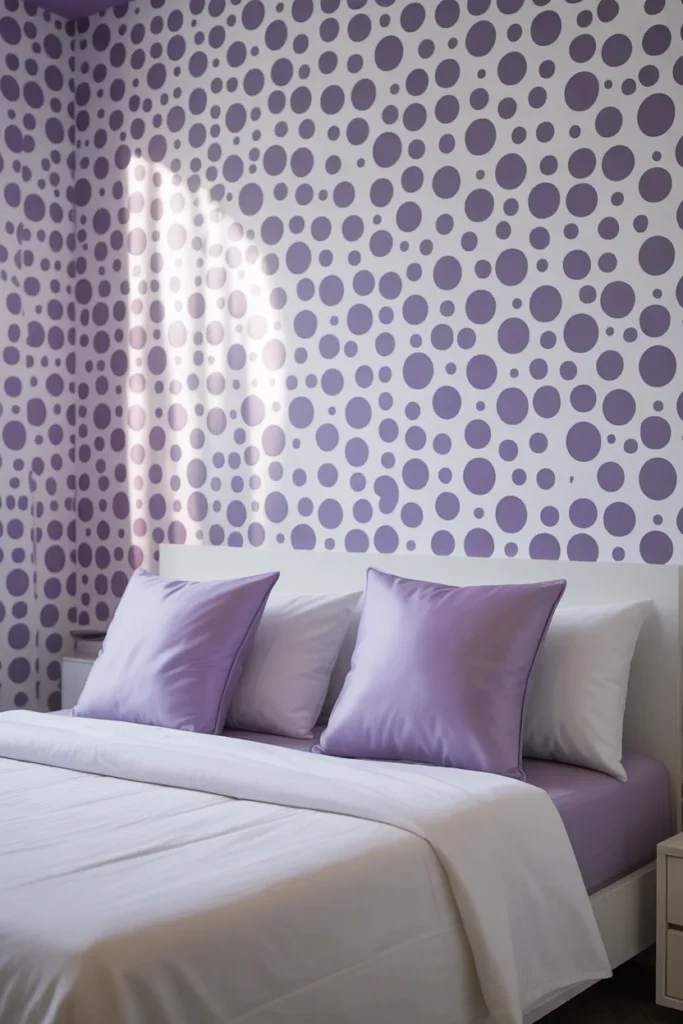 purple wallpaper bedroom