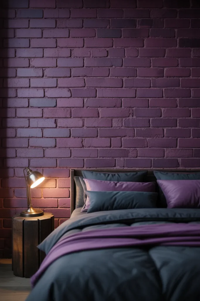 purple wallpaper bedroom