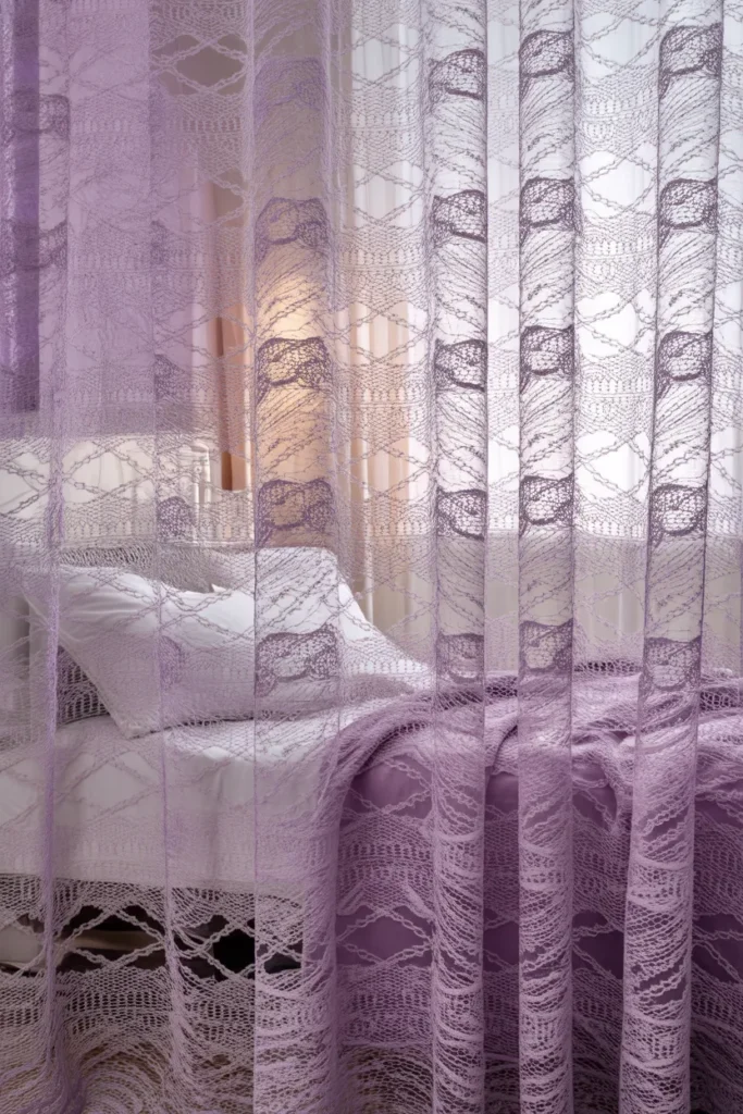 purple wallpaper bedroom