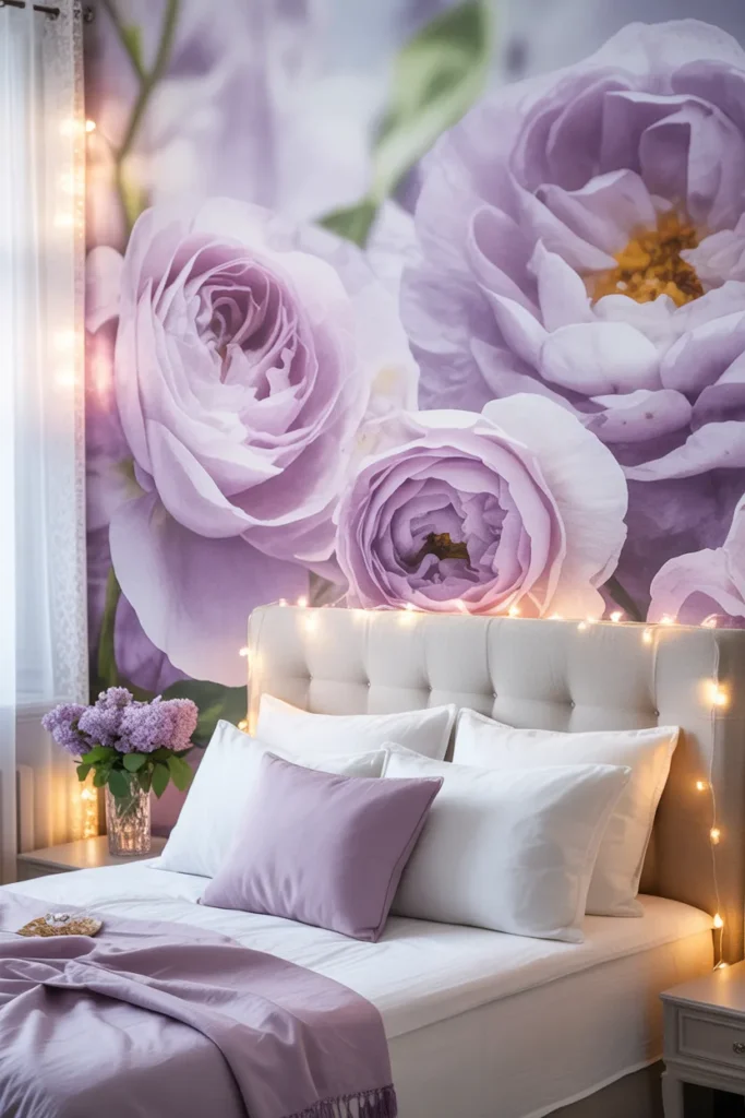 purple wallpaper bedroom